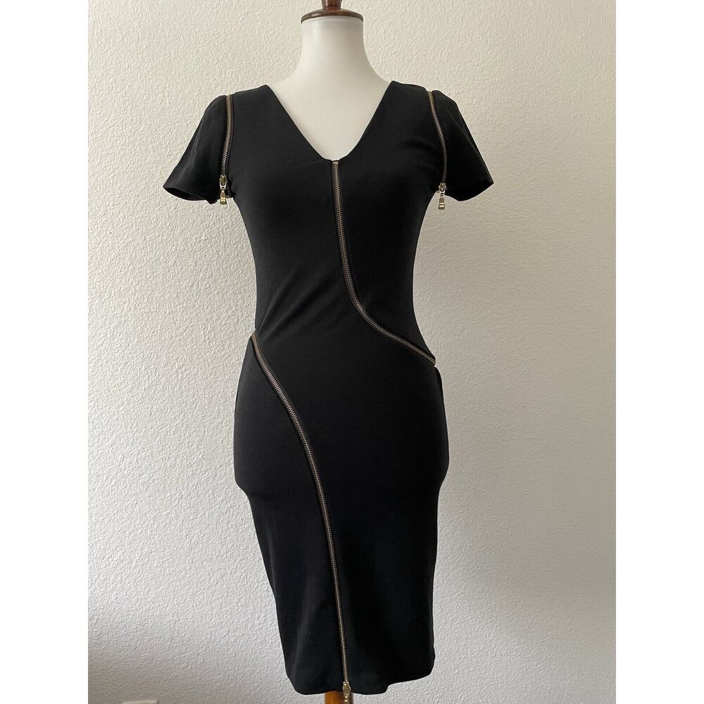 Ted Baker Dress Mini Sheath Bodycon Zipper Stretch Knit